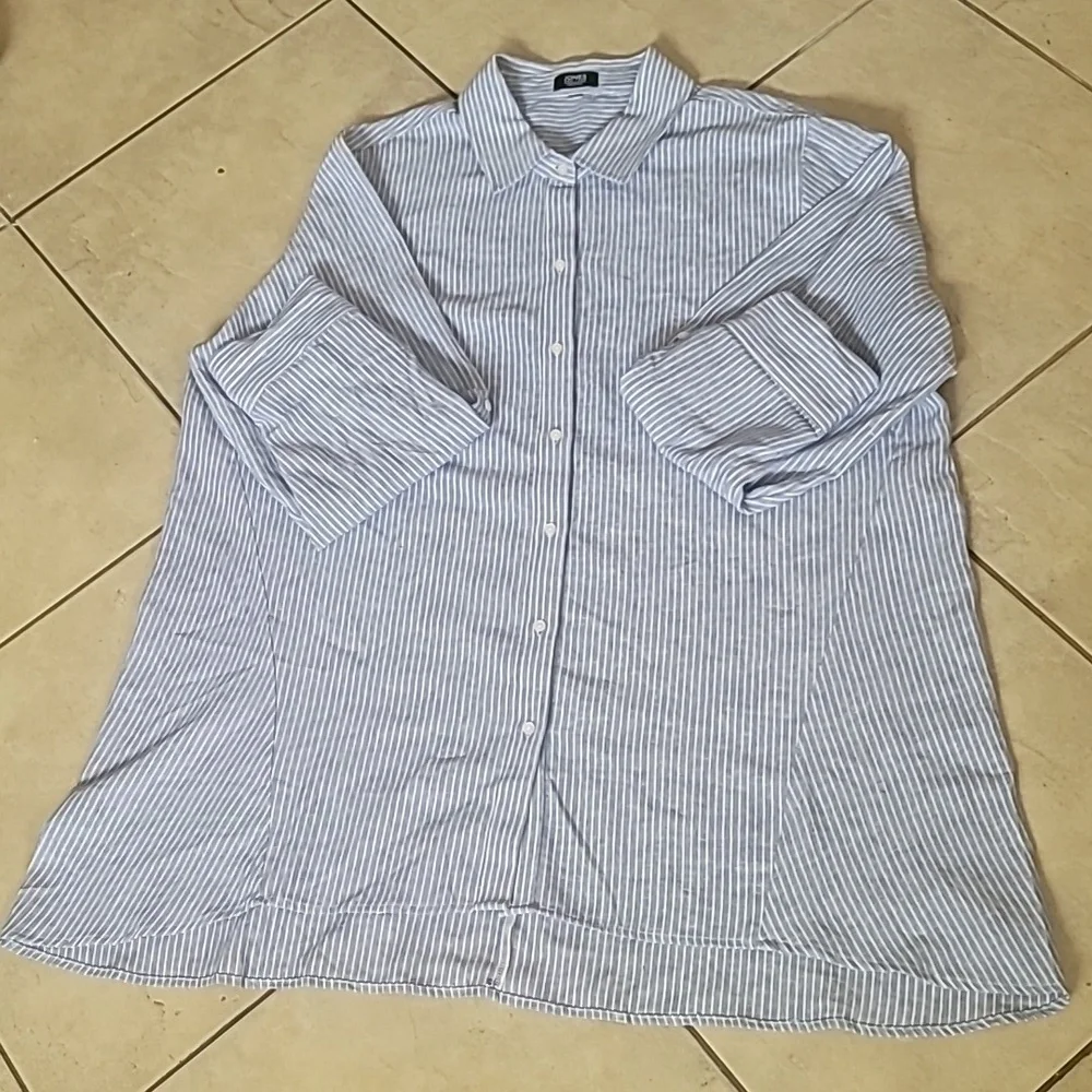 Jones NY Signature Long  Tunic Shirt Dress 60% Linen Plus SZ 3XLT - Picture 16 of 16